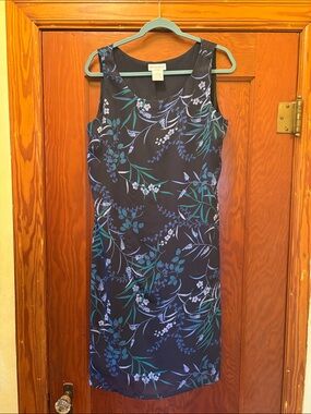 Worthington Navy Floral Midi Sheath Dress with matching jacket.